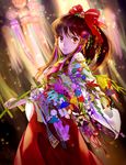  ascot bad_id bad_pixiv_id bamboo bow branch brown_eyes brown_hair bug butterfly crescent_moon detached_sleeves full_moon hair_bow hair_ornament hair_ribbon hakurei_reimu highres holding insect izayoi_sakuya jeweled_branch_of_hourai karakasa_obake kirisame_marisa kochiya_sanae konpaku_youmu lantern leaf long_hair maple_leaf moon papercraft red_ribbon ribbon solo sorcerer's_sutra_scroll star third_eye touhou umbrella yasumikei 