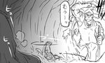  admiral_(kantai_collection) cave comic greyscale hat kantai_collection katana matsuda_chiyohiko monochrome muscle peaked_cap sword tank_top tonda translated weapon 