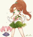  bishoujo_senshi_sailor_moon bow brooch brown_hair chibi chibi_usa choker clenched_hands double_bun earrings elbow_gloves gloves green_choker green_eyes green_sailor_collar green_skirt hair_bobbles hair_ornament jewelry kino_makoto lalala222 luna-p magical_girl multiple_girls pink_bow pink_hair pleated_skirt ponytail red_eyes ribbon sailor_collar sailor_jupiter sailor_senshi_uniform short_hair shy sidelocks signature skirt smile tiara twintails white_background white_gloves 