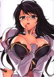  black_hair breasts cleavage glasses hae-young_na highres kim_kwang_hyun solo unbalance_unbalance 