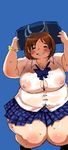  1girl breasts brown_hair bursting_breasts fat huge_breasts kjmvideo obese 