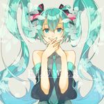  aqua_eyes aqua_hair hatsune_miku long_hair necktie sakino_saku solo twintails vocaloid 