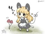  :3 :d animal_ears blonde_hair blush chibi eighth_note grass heart kemonomimi_mode kirisame_marisa long_hair minigirl mouse_ears mouse_marisa mouse_tail mushroom musical_note no_hat no_headwear open_mouth smile solo spoken_musical_note tail touhou yellow_eyes yuasan 