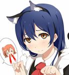  alternate_costume animal_ears blood blue_hair cat_ears enmaided face fake_animal_ears inset kousaka_honoka long_hair looking_at_viewer love_live! love_live!_school_idol_project maid multiple_girls nosebleed ogipote paw_pose sonoda_umi yellow_eyes 