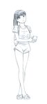  backpack bag cellphone monochrome original phone ponytail sandals shorts sketch smartphone solo traditional_media yoshitomi_akihito 