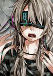  bad_id bad_pixiv_id blindfold brown_hair cable crying grey_hair headphones koubou long_hair open_mouth original sensory_deprivation solo tears veins 