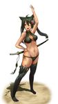 ;3 ;d animal_ears arm_up black_legwear blush breasts cat_ears character_request green_eyes green_hair hand_on_hip highres holster long_hair medium_breasts navel no_shoes one_eye_closed open_mouth pekoneko phantasy_star phantasy_star_online_2 simple_background smile solo standing thigh_holster thighhighs twintails white_background 