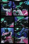 2023 2:3 4_fingers absurd_res anthro bdsm biped black_body black_fur blue_body blue_eyes blue_fur blue_horn bodysuit bondage bound clothed clothing comic cthoprene deity dialogue digital_media_(artwork) director_(ruler_of_everything) dragon duo ear_piercing ear_tag english_text eyes_closed fingers fur furred_dragon furred_scalie hi_res horn kissing latex liquid_latex making_out male multicolored_body multicolored_clothing multicolored_fur mythological_creature mythological_scalie mythology onomatopoeia open_mouth open_smile piercing pink_clothing scalie sex_toy sexotheque skinsuit smile sound_effects speech_bubble squirming tentacles text tight_clothing two_tone_body two_tone_clothing two_tone_fur white_clothing wings