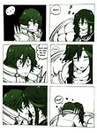  1boy 1girl bad_id bad_tumblr_id comic english highlights kill_la_kill kiss matoi_ryuuko monochrome multicolored_hair raechelpapaya sanageyama_uzu scarf senketsu sleeping sleeping_upright 