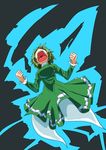  bad_id bad_pixiv_id dress electricity ghost_tail green_dress green_hair highres iroiro_yaru_hito japanese_clothes open_mouth screaming short_hair soga_no_tojiko solo touhou 