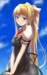  absurdres air blonde_hair blue_eyes highres kamio_misuzu long_hair ponytail ryuusama school_uniform solo very_long_hair 