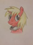  blond_mane blonde_hair blue_eyes colored equine feckles freckles hair head_shot headphones horn horse mammal my_little_pony nostril original_character plain_background sketch solo unicorn white_background 