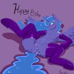  anus blue_hair elbow_gloves equine female flat_chested friendship_is_magic gloves hair horn legwear long_hair lying mammal my_little_pony navel on_back presenting princess_luna_(mlp) pussy rubber saurian_(artist) semi-anthro shadow solo spread_legs spreading thigh_highs winged_unicorn wings 