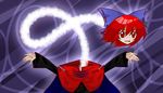  bow cape guuchama hair_bow red_eyes red_hair rokurokubi sekibanki shirt short_hair touhou 