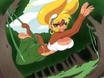  blonde_hair breasts clothing cloud eyeshadow eyewear female forests goggles green_eyes hair invalid_tag lipstick makeup mammal monkey pants primate shirt sif swinging tank_top thong ukiki unknown_artist vines 