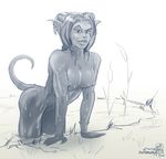  bracelet breasts draenei female invalid_tag jewelry monochrome nipples nude pointy_ears pornthulhu video_games warcraft water wet world_of_warcraft 