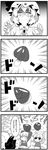  4koma bamboo_shoot comic greyscale hat hata_no_kokoro highres izayoi_sakuya kinoko_no_yama lanlanlancho maid_headdress monochrome multiple_girls mushroom no_mouth remilia_scarlet sweat takenoko_no_sato_(food) touhou translation_request 