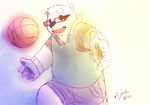  basket_ball bear claws clothing eyebrows eyewear fur glasses kemono mammal open_mouth pawpads plain_background solo stevenlew white_background white_fur 