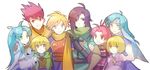  4girls agi blonde_hair blue_eyes blue_hair bow cape everyone garcia_(golden_sun) gerald_(golden_sun) golden_sun green_eyes hair_bow ivan_(golden_sun) jasmine_(golden_sun) long_hair mary_(golden_sun) multiple_boys multiple_girls picard_(golden_sun) ponytail purple_eyes red_eyes red_hair ribbon robe robin_(golden_sun) sash scarf shiba_(golden_sun) short_hair smile staff 