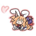  animal_ears bow bunny_ears chibi hair_bow heart horns ibuki_suika kemonomimi_mode solo touhou yanagi_(nurikoboshi) |_| 