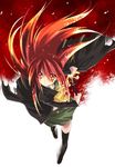  alastor_(shakugan_no_shana) coat from_above jewelry long_hair pendant red_eyes red_hair school_uniform shakugan_no_shana shana shinozuka_atsuto sword thighhighs weapon 