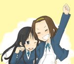  akiyama_mio bad_id bad_pixiv_id black_hair blue_eyes brown_hair hairband k-on! kumichou_(kumichoubox) long_hair multiple_girls one_eye_closed school_uniform tainaka_ritsu 