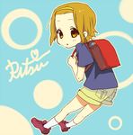  backpack bad_id bad_pixiv_id bag brown_eyes brown_hair casual child face hairband k-on! lowres noco_(adamas) randoseru short_hair solo tainaka_ritsu yellow_hairband younger 