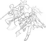  2girls armor axe greyscale halberd holding holding_axe loni_dunamis mary_argent monochrome multiple_boys multiple_girls polearm presea_combatir rid_hershel sketch tales_of_(series) tales_of_destiny tales_of_destiny_2 tales_of_eternia tales_of_symphonia twintails weapon yu_65026 