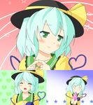  blush green_eyes handkerchief hat heart heart_of_string k-on! komeiji_koishi o_o parody ribbon short_hair smile tears touhou urushi 