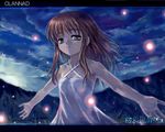  brown_eyes brown_hair clannad dress girl_from_the_illusionary_world mutsuki_(moonknives) outstretched_arms solo sparkle spread_arms 