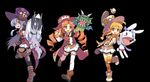  braid diablos_(totomono) drill_hair hat horns human_(totomono) ken_to_mahou_to_gakuen_mono ken_to_mahou_to_gakuen_mono_2 khulaz multiple_girls official_art puppet puppeteer_(totomono) thighhighs twin_braids zettai_ryouiki 