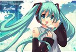  bad_id bad_pixiv_id detached_sleeves green_eyes green_hair hatsune_miku headset long_hair necktie peach_(momozen) solo twintails very_long_hair vocaloid 