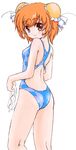  ass blush bun_cover competition_swimsuit double_bun flat_ass goggles hamster_no_kurumi looking_back one-piece_swimsuit orange_eyes orange_hair solo swim_cap swimsuit teiou_netsuaimaru tenshi_no_shippo 