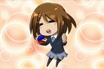  =_= animated animated_gif blush brown_hair castanets chibi hirasawa_yui instrument k-on! lowres pantyhose school_uniform solo ume_(be_my_toy) un_tan 