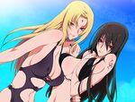  2girls breasts cleavage erect_nipples genderswap large_breasts lowres multiple_girls naruto tsunade uchiha_itachi zokenwatarushi 