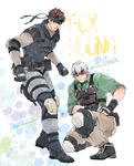  bad_id bad_pixiv_id bandana brown_hair frank_jaeger gray_fox grey_hair metal_gear_(series) metal_gear_2 metal_gear_solid multiple_boys oreha00701 sneaking_suit solid_snake 