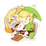  1girl azu_(kirara310) chibi gloves hat heart helmet hug link midna pointy_ears smile the_legend_of_zelda the_legend_of_zelda:_twilight_princess 