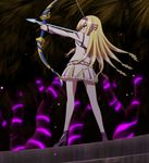  arrow blonde_hair bow_(weapon) drill_hair from_side green_eyes highres ice long_hair pantyhose pleated_skirt rinslet_laurenfrost school_uniform screencap seirei_tsukai_no_blade_dance skirt solo very_long_hair weapon 