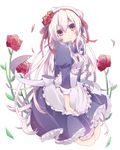  bad_id bad_pixiv_id flower hair_ornament hairband jewelry kagerou_project key kozakura_marry long_hair looking_at_viewer pendant red_eyes rose silver_hair simple_background sitting solo sxupxdxxy very_long_hair white_background 