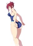  adjusting_clothes adjusting_swimsuit ahoge ass blue_eyes blush breasts competition_swimsuit folded_ponytail from_behind large_breasts odaodaoaoda one-piece_swimsuit rail_wars! red_hair sakurai_aoi solo swimsuit swimsuit_pull 