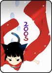  animal_ears black_eyes black_hair cat_ears cat_tail dated japanese_clothes kimono original snowing solo tail takenashi_eri wind 