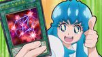  1girl blue_hair card edited happinesscharge_precure! precure screencap seiyuu_connection shirayuki_hime yu-gi-oh! yugioh_zexal yuu-gi-ou_zexal 