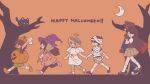  >_< 2girls 4boys :d angel_wings arms_up aubrey_(faraway)_(omori) aubrey_(omori) basil_(faraway)_(omori) basil_(omori) black_eyes black_hair blonde_hair blue_eyes blush bright_pupils broom brown_hair brown_skirt cape cat closed_eyes dark-skinned_male dark_skin fake_halo fake_wings gloves green_shorts halloween halloween_costume halo happy_halloween hat head_wreath hero_(faraway)_(omori) hero_(omori) highres holding holding_broom holding_hands kel_(faraway)_(omori) kel_(omori) long_hair long_sleeves looking_at_another mari_(faraway)_(omori) mari_(omori) mewo mewowem_omo multiple_boys multiple_girls omori open_mouth orange_footwear pink_footwear purple_hat red_cape shoes shorts skirt smile sneakers socks sunny_(omori) tree white_gloves white_pupils white_socks wings witch_hat xd 