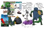 ambiguous_gender anthro bandage bandeau barefoot belt boat bone bottomwear cape clothing crouching dialogue directional_arrow dirty dirty_feet ear_piercing ear_ring feet female fog group hood human kiln_(oven) knife lizard looking_aside looking_at_another looking_at_viewer male mammal meat_on_bone melee_weapon meme onomatopoeia piercing reptile ring_piercing running scalie screencap sevens_artchive severed_body_part severed_head sewn_clothes shield shorts simple_background skeleton sound_effects suid suina sus_(pig) sword text topwear torn_clothing valheim vehicle watercraft weapon white_background wide_stance wild_boar wyede_(sevens_artchive)
