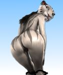  anthrofied antrhofied bent_over big_butt butt ear_piercing edit feline female fur ice_age mammal oystercatcher7 photo_manipulation photomorph piercing presenting pussy saber_tooth_tiger shira_(ice_age) stripes underwear 