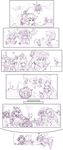  &gt;_&lt; 4koma 6+girls ? akagi_(kantai_collection) all_fours battleship_hime blush clenched_hand closed_eyes comic crossed_arms fairy_(kantai_collection) finger_to_mouth flying gloves graphite_(medium) greyscale hand_on_own_chin heart helmet_musume_(kantai_collection) highres jun'you_(kantai_collection) kantai_collection kongou_(kantai_collection) light_bulb long_hair mecha_musume monochrome multiple_girls nagato_(kantai_collection) re-class_battleship ryuujou_(kantai_collection) ryuusei_(kantai_collection) scarf shinkaisei-kan short_hair southern_ocean_war_hime spoken_light_bulb ta-class_battleship tail tenzan_(kantai_collection) traditional_media turret twintails visor_cap wo-class_aircraft_carrier wrwr yamato_(kantai_collection) 