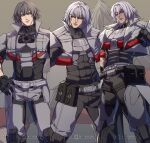  1boy age_progression black_footwear black_gloves black_hair d-16 d-16_(transformers_one) gloves grey_jacket highres humanization jacket kurosaki_sasori male_focus megatron megatron_(transformers_one) open_clothes open_jacket personification red_eyes transformers transformers_one white_hair yellow_eyes 