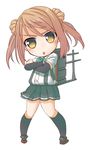  arm_warmers brown_eyes brown_hair chibi kantai_collection long_hair michishio_(kantai_collection) school_uniform senhaku solo twintails 