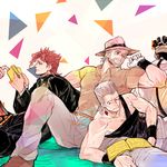  bad_id bad_pixiv_id black_hair book grey_hair hat jean_pierre_polnareff jojo_no_kimyou_na_bouken joseph_joestar kakyouin_noriaki kuujou_joutarou mohammed_avdol multiple_boys oreha00701 red_hair 