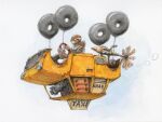  aircraft balloon engine flight_goggles goggles highres original propeller steering_wheel taxi tsuboi_hajime upside-down white_background 
